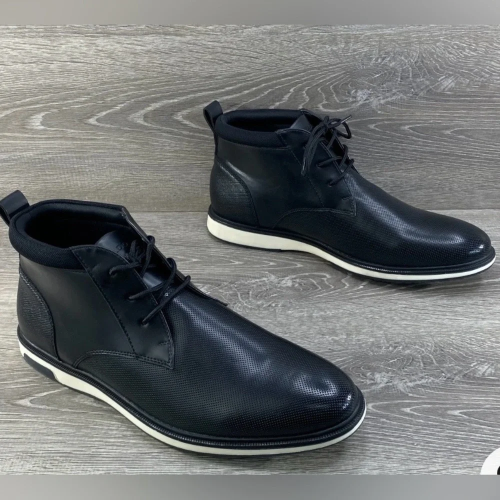 Aldo Mens 8‎ M Black Chukka Dress Boot Shoes Lace